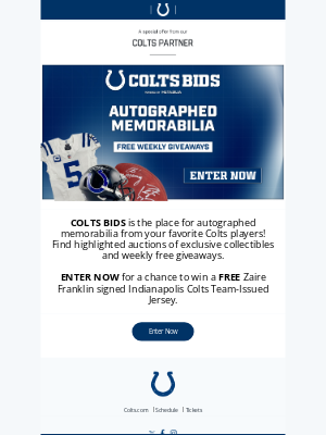 Indianapolis Colts - Win A Zaire Franklin Signed Team-Issued Jersey!