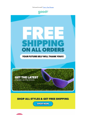 RUN goodr - TODAY ONLY: Shipping’s on us!