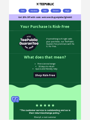 TeePublic - Your 20% off code will expire!