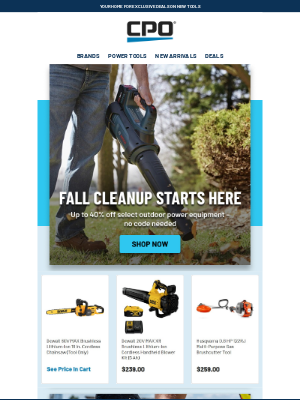 CPO Outlets - Outdoor Power Deals Are Here: Save Up to 40%!