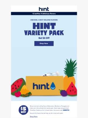 Hint Water - $5 off the ultimate Variety Pack