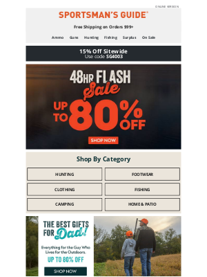 Sportsman's Guide - Up to 80% Off | 48 Hr. Flash Sale