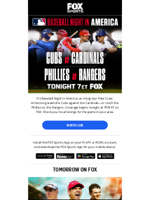 Fox Networks Group - Tonight: Pete Crow-Armstrong leads the Cubs against the Cardinals.