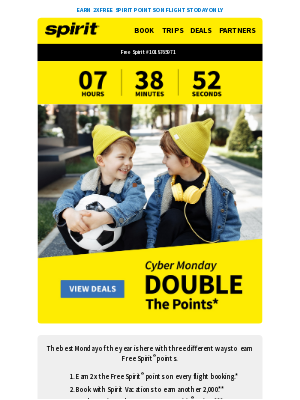 Spirit Airlines - Twice As Nice: Earn 2x Points On Cyber Monday