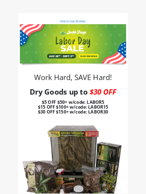 Josh’s Frogs - Our Labor Day Sale starts NOW!