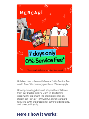 Mercari - It’s 0% Service Fee* week on Mercari 😍