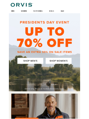 Orvis - Presidents Day Sale ENDS TONIGHT—Up To 70% Off