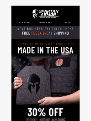 Spartan Armor Systems - Save 30% OFF + Get FREE Trauma Pads