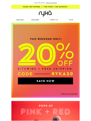 RYKA - 20% off + Bright pink & red sneaks ❤️