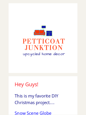 Petticoat Junktion - DIY Snow Globe....