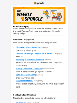 Sporcle, Inc. - The Weekly Sporcle for August 10, 2025
