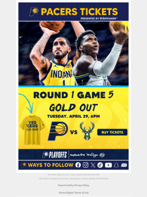 Indiana Pacers - Don't miss Game 5 on Tuesday!