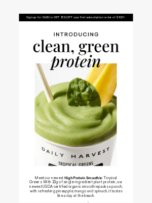 Daily Harvest - Green juice is shaking in its bottle