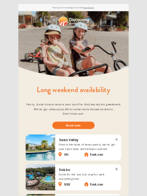 Discovery Parks (AU) - Stanley, Hurry! Limited availability for the long weekend