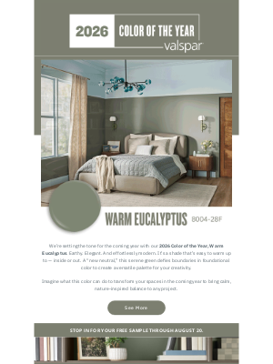 Valspar - Introducing Our 2026 Color of the Year: Warm Eucalyptus.