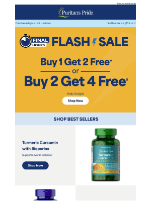 Puritan's Pride - Final Hours To Stock Up: Buy 1 Get 2 Free