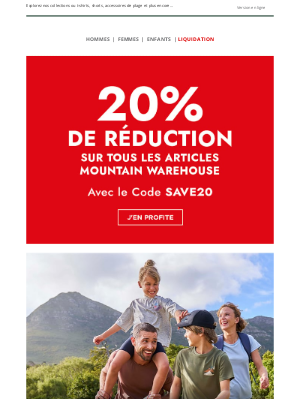 Mountain Warehouse (France) - Économisez 20% Sur Votre Commande Maintenant!