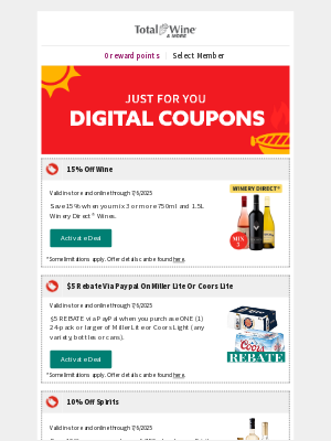 Total Wine & More - Don't forget! You Have Digital Coupons Waiting ⭐️