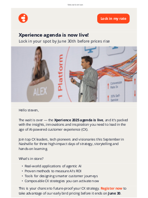 Genesys - steven, early bird ends June 30: Secure your spot for Xperience 2025.
