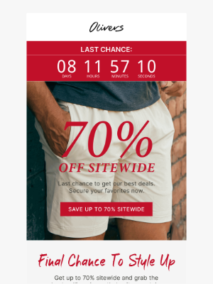 OLIVERS - ⏰ Don't wait: 70% off ends soon