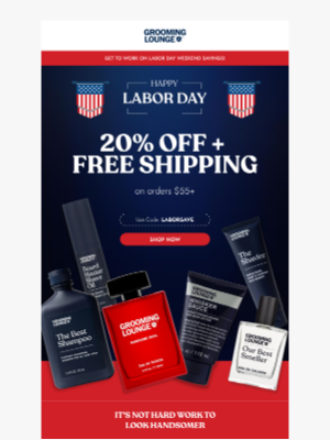Grooming Lounge - Labor Less, Lounge More — 20% OFF Everything