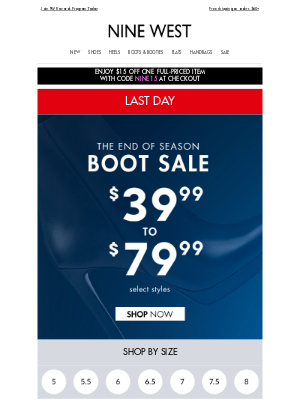 Nine West - LAST DAY: 💯s Of Boots $39.99 & Up