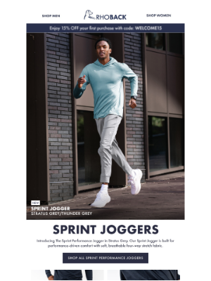 RHOBACK - New: Stratus Grey Sprint Jogger