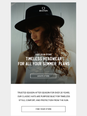 Brixton LLC - Visit In-Store: Timeless Hats For Summer