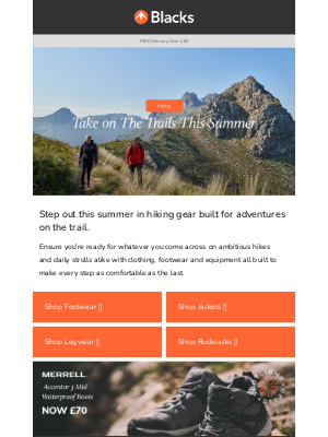 Blacks Leisure Group (United Kingdom) - Take on the Trails this Summer
