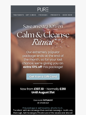 PURE Spa & Beauty - Last chance! Take 10% off Calm & Cleanse 😱✨