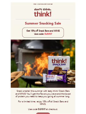 thinkThin - Summer snacking is here (and so is 15% off!)