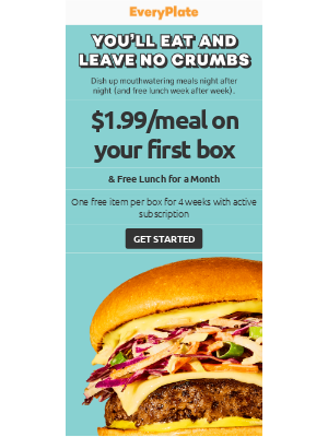EveryPlate - Say hello to $1.99 dinners AND free lunch
