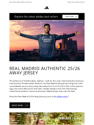 Adidas USA - Real Madrid 25/26 Away Jersey - bring the aura of Real Madrid to every away game