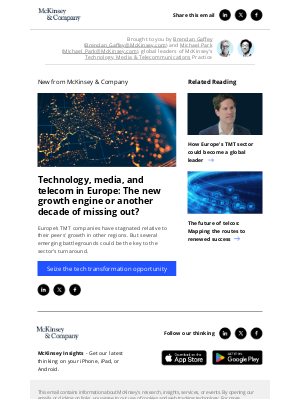 McKinsey & Company - Technology, media, and telecom in Europe: The new growth engine or another decade of missing out?