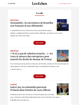 Les Echos (France) - Automobile : les ouvertures de Bruxelles aux Français et aux Allemands