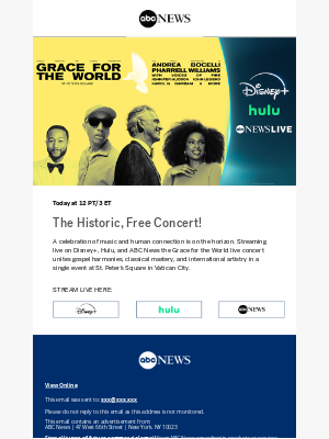 Shop Disney - Watch Live Today: Grace for the World