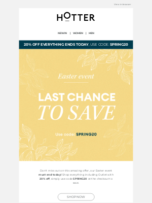 Hotter Shoes (United Kingdom) - LAST CHANCE to save | 20% off everything including Outlet