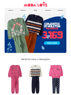 Modalove (Brazil) - 🌟 Está Imperdível: 3 Conjuntos de Moletom por R$ 169 😱