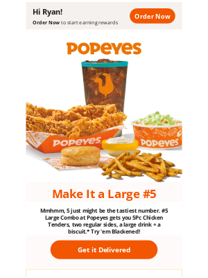 Popeyes Louisiana Kitchen - 5Pc Tenders. #5 Combo. Easy Choice!