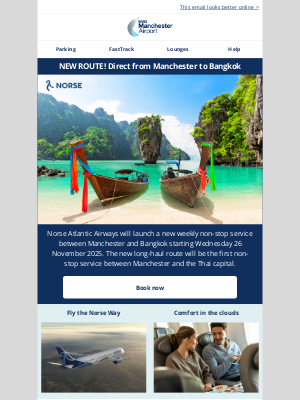Manchester Airport - Say hello to Bangkok: New non-stop service from Manchester