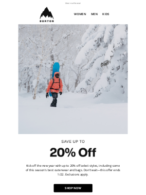 Burton Snowboards - Kick Things Off With 20% Off Select Styles