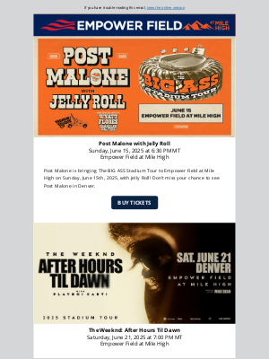 Denver Broncos - Newsletter: Post Malone, The Weeknd, Metallica and more