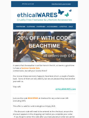 ethicalwares - 20% Discount & Summer Sandal Sale