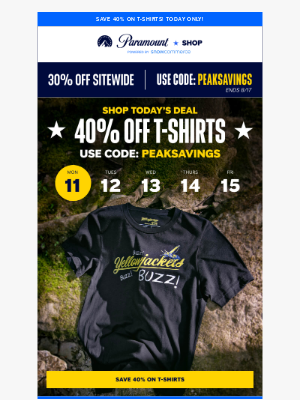 Paramount+ - DAILY DEAL: Shop 40% off Tees ✨ Today Only!