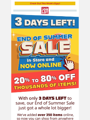 Ocean State Job Lot - 3 days left to save in-store and online!