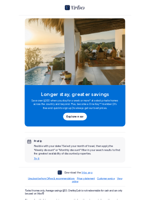 VRBO - Save $213 on average when you extend your stay