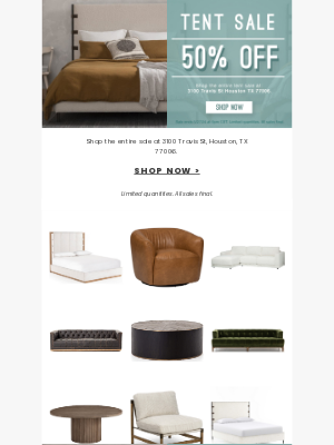 High Fashion Home - One Day Left: 50% Off Memorial Tent Sale ends tomorrow!!