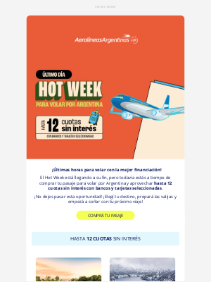 Aerolíneas Argentinas (Argentina) - ⌛¡Se termina el Hot Week!