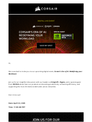 ORIGIN PC - Save the Date: Corsair’s Era of AI