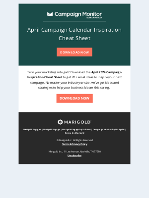 Campaign Monitor - [Download] April Campaign Calendar Inspiration Cheat Sheet